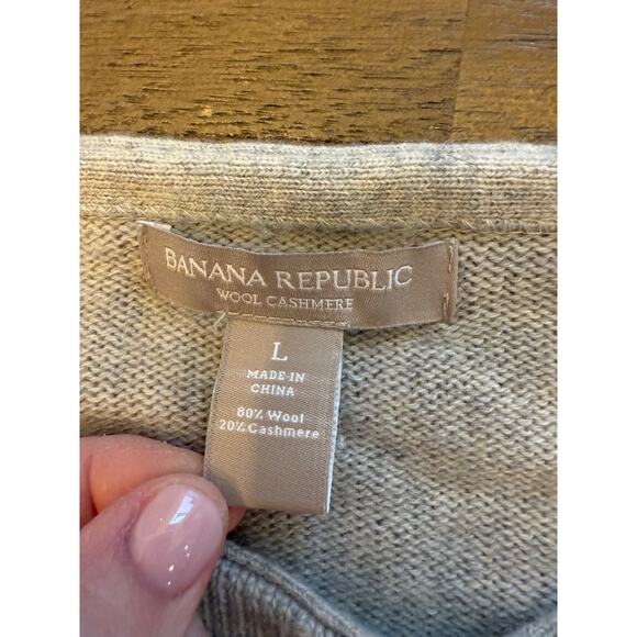 Banana Republic Wool/Cashmere Blend Sweater Yellow Beige Color Block Women *L* - Picture 3 of 3